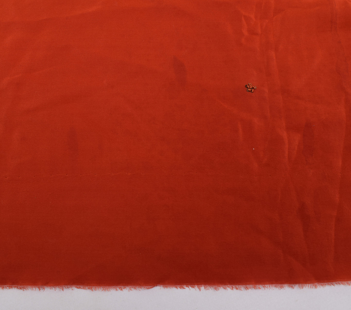 Sushila Vintage Rust Sari Remnant Scrap Pure Crepe Hand Beaded Craft Fabric
