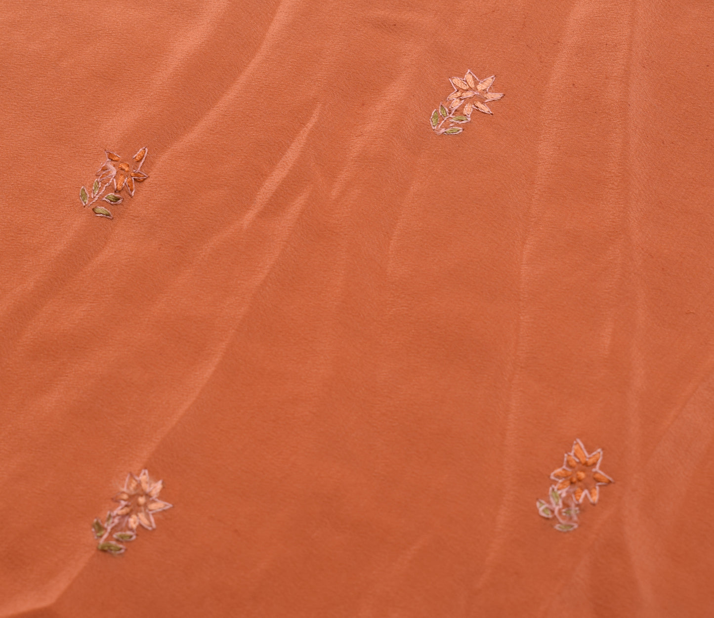 Sushila Vintage Brown Sari Remnant Scrap Multi Purpose Embroidered Craft Fabric