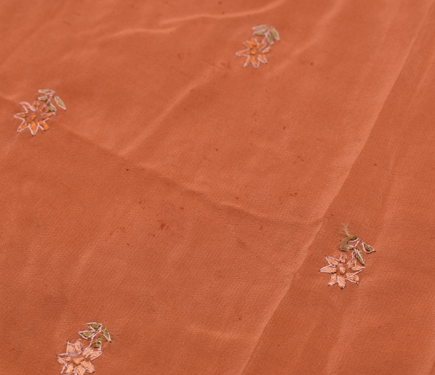 Sushila Vintage Brown Sari Remnant Scrap Multi Purpose Embroidered Craft Fabric