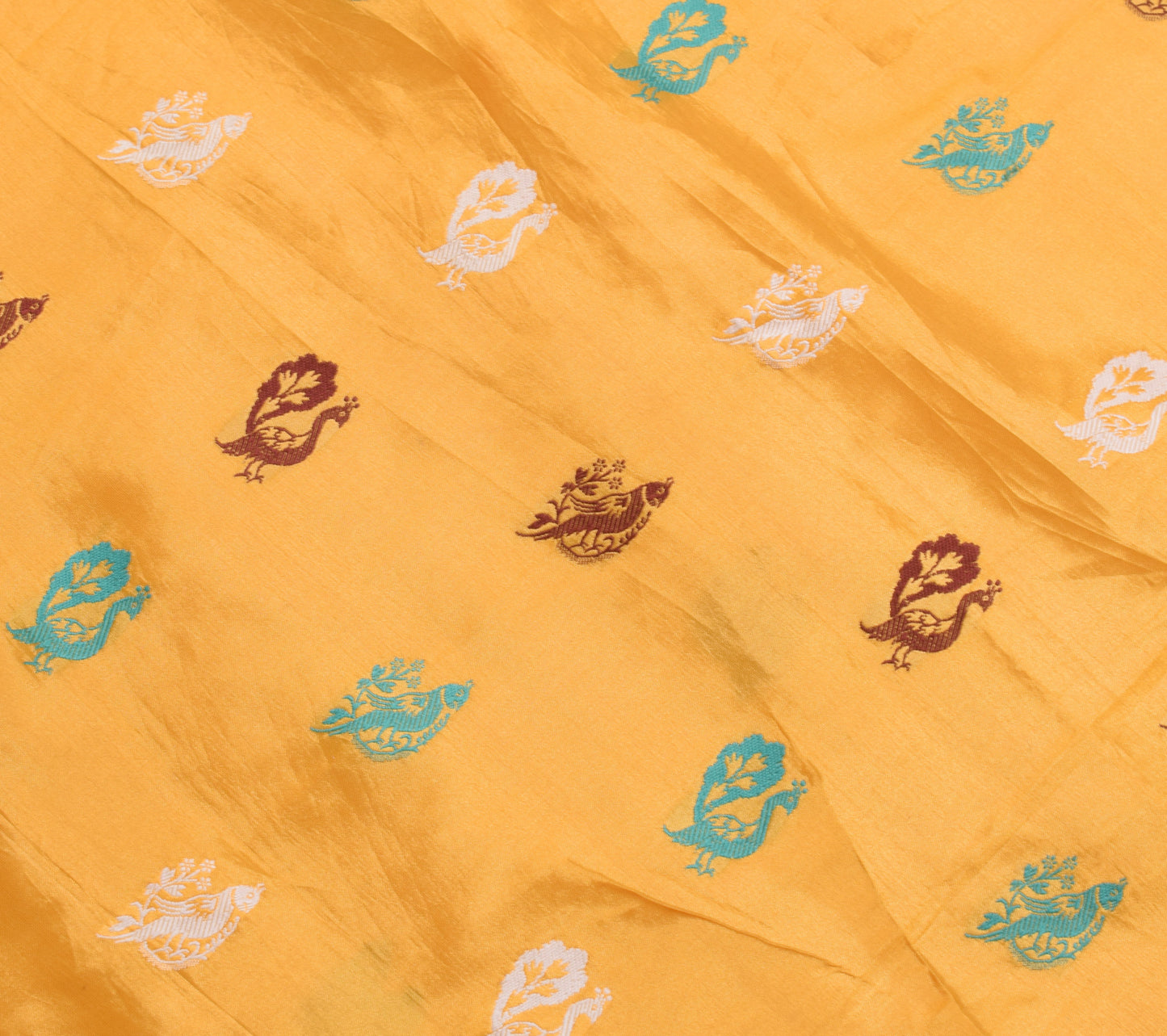 Sushila Vintage Orange Silk Sari Remnant Scrap Multi Purpose Woven Craft Fabric