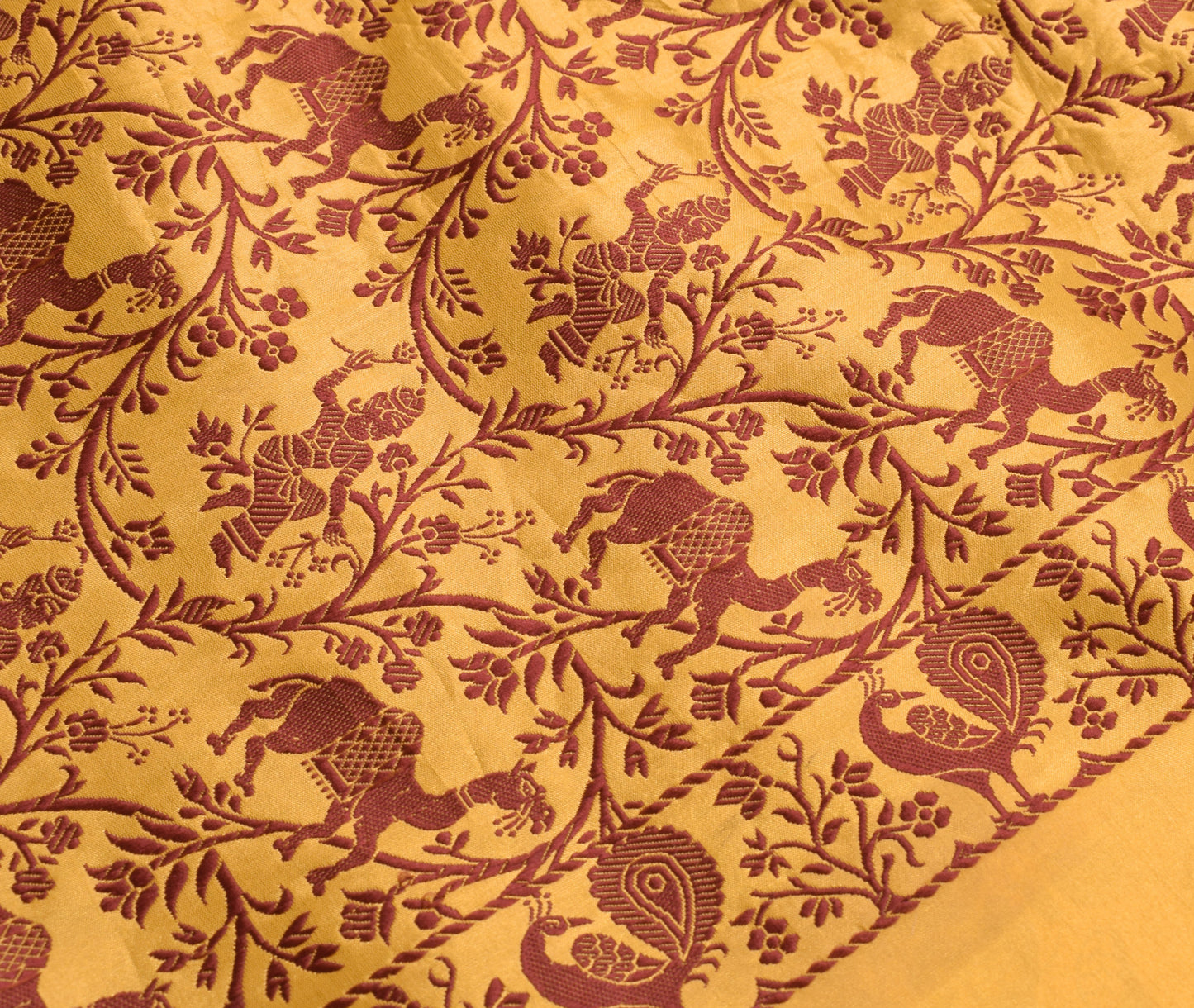 Sushila Vintage Orange Silk Sari Remnant Scrap Multi Purpose Woven Craft Fabric