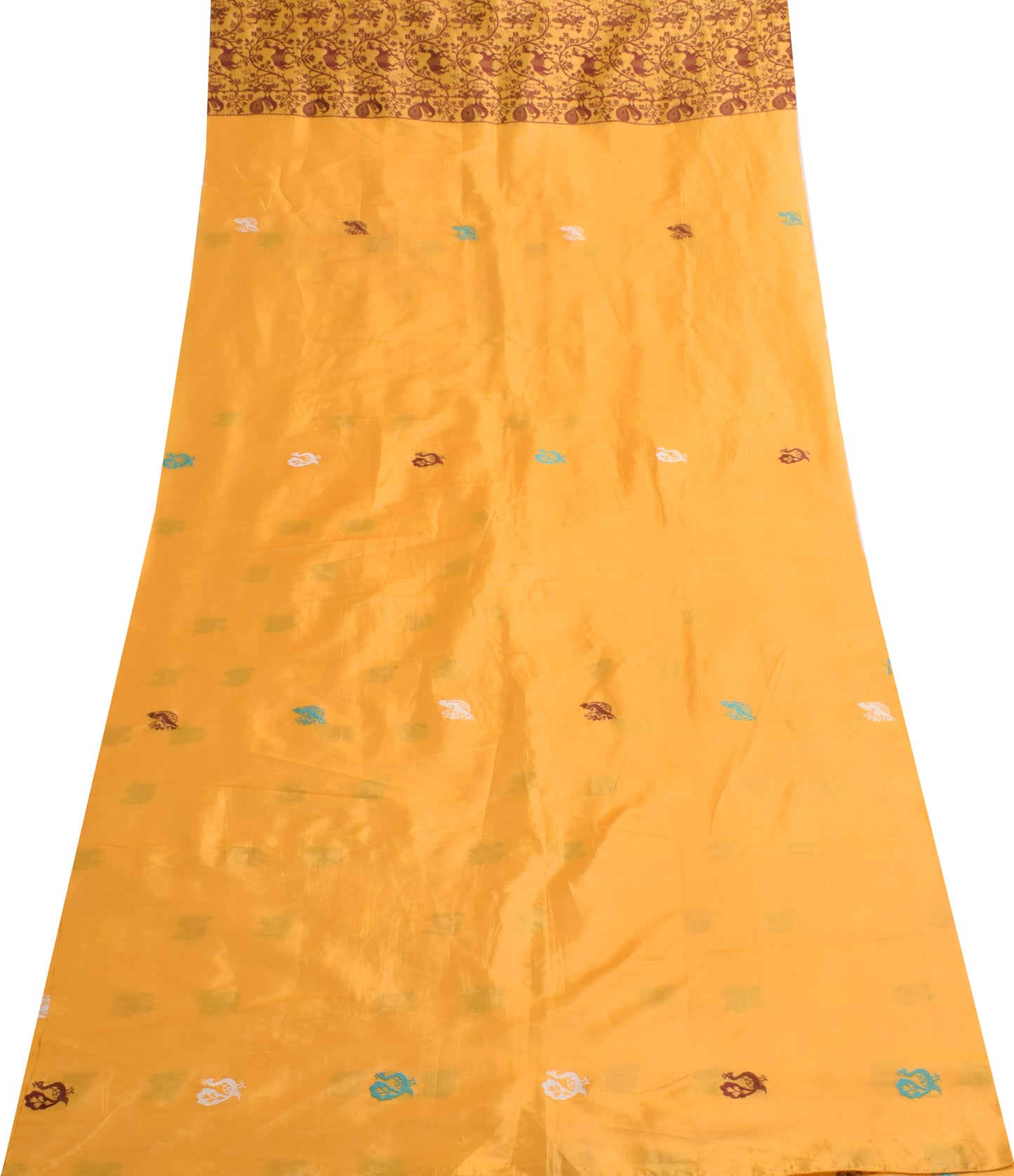 Sushila Vintage Orange Silk Sari Remnant Scrap Multi Purpose Woven Craft Fabric