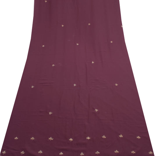 Sushila Vintage Mauve Sari Remnant Scrap Multi Purpose Embroidered Craft Fabric