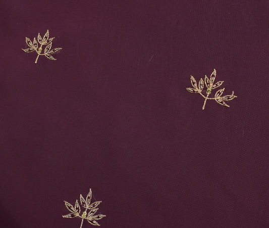 Sushila Vintage Mauve Sari Remnant Scrap Multi Purpose Embroidered Craft Fabric