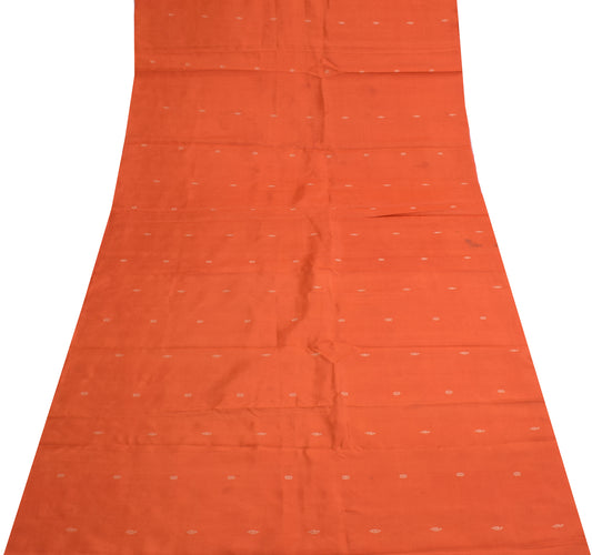 Sushila Vintage Orange Silk Sari Remnant Scrap Multi Purpose Woven Craft Fabric