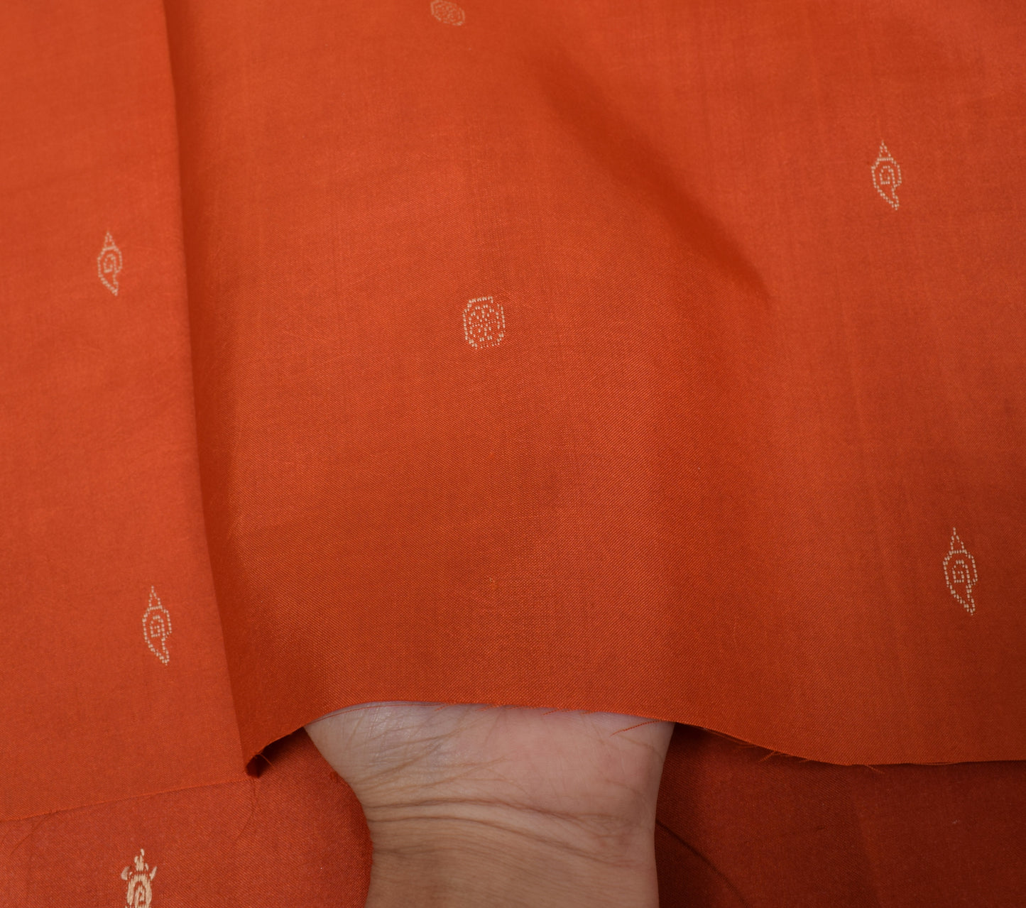Sushila Vintage Orange Silk Sari Remnant Scrap Multi Purpose Woven Craft Fabric