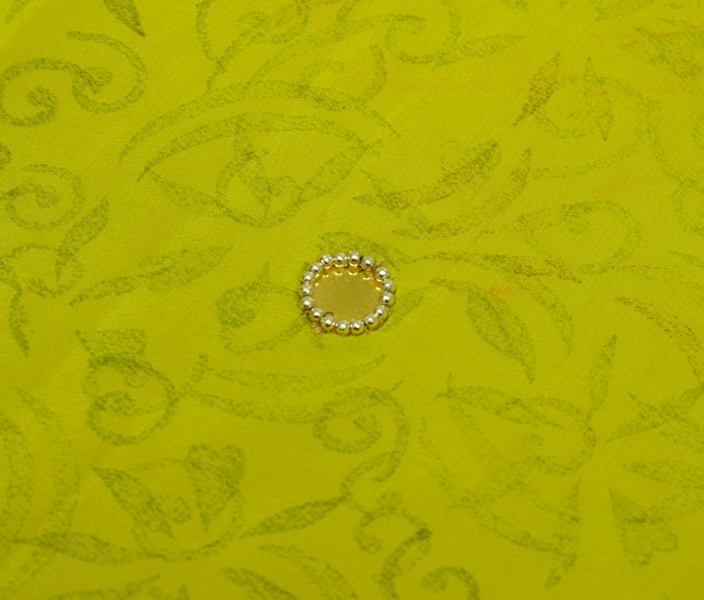 Sushila Vintage Green Silk Sari Remnant Scrap Multi Purpose Printed Craft Fabric