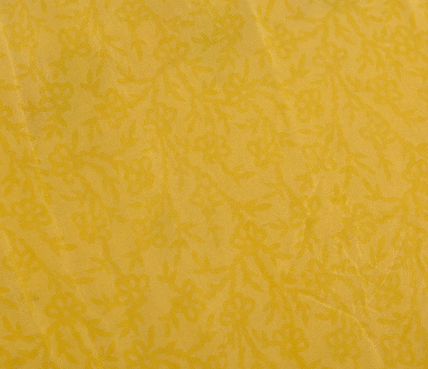 Sushila Vintage Yellow Sari Remnant Scrap Pure Crepe Hand Beaded Craft Fabric