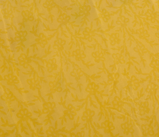 Sushila Vintage Yellow Sari Remnant Scrap Pure Crepe Hand Beaded Craft Fabric
