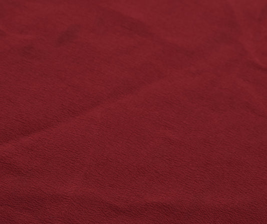 Sushila Vintage Maroon Pure Crepe Sari Remnant Scrap Embroidered Craft Fabric