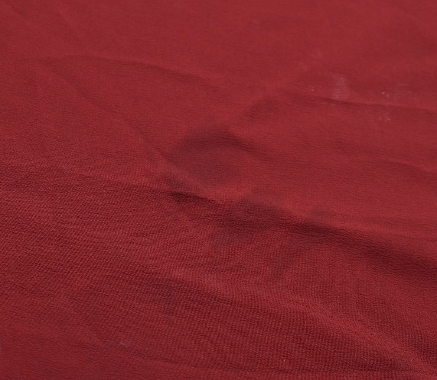 Sushila Vintage Maroon Pure Crepe Sari Remnant Scrap Embroidered Craft Fabric