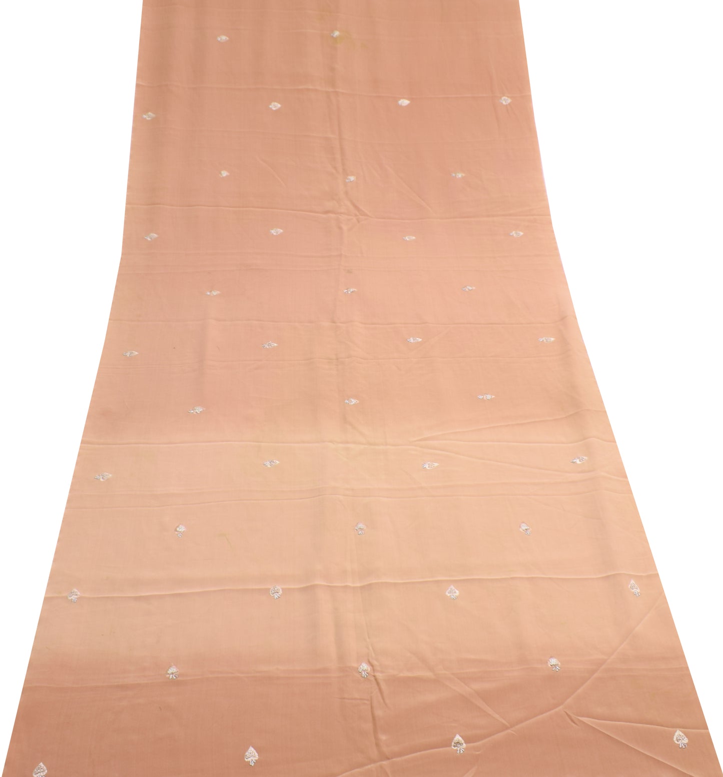 Sushila Vintage Pure Crepe Sari Remnant Scrap Embroidered Floral Craft Fabric