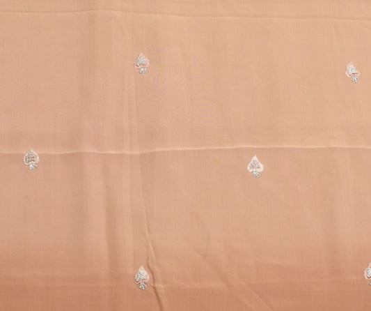 Sushila Vintage Pure Crepe Sari Remnant Scrap Embroidered Floral Craft Fabric