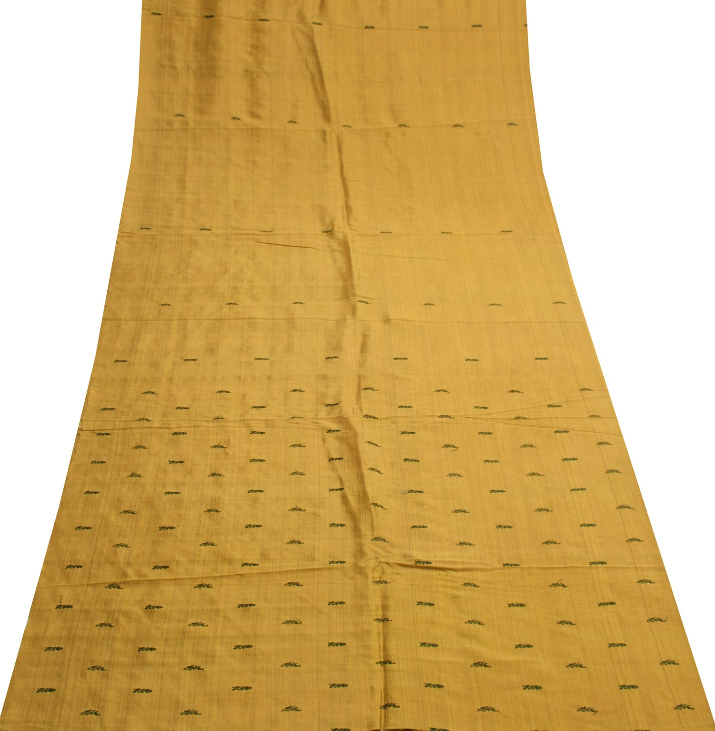 Sushila Vintage Mustard Silk Sari Remnant Scrap Multi Purpose Woven Craft Fabric