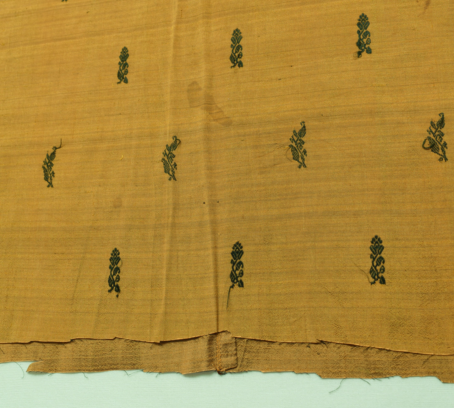 Sushila Vintage Mustard Silk Sari Remnant Scrap Multi Purpose Woven Craft Fabric