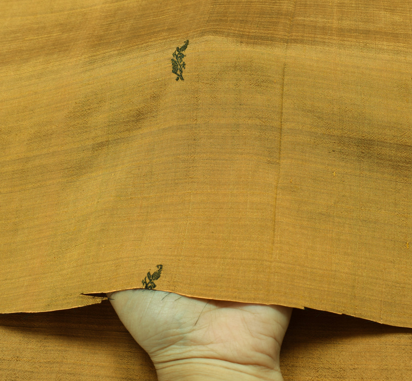 Sushila Vintage Mustard Silk Sari Remnant Scrap Multi Purpose Woven Craft Fabric