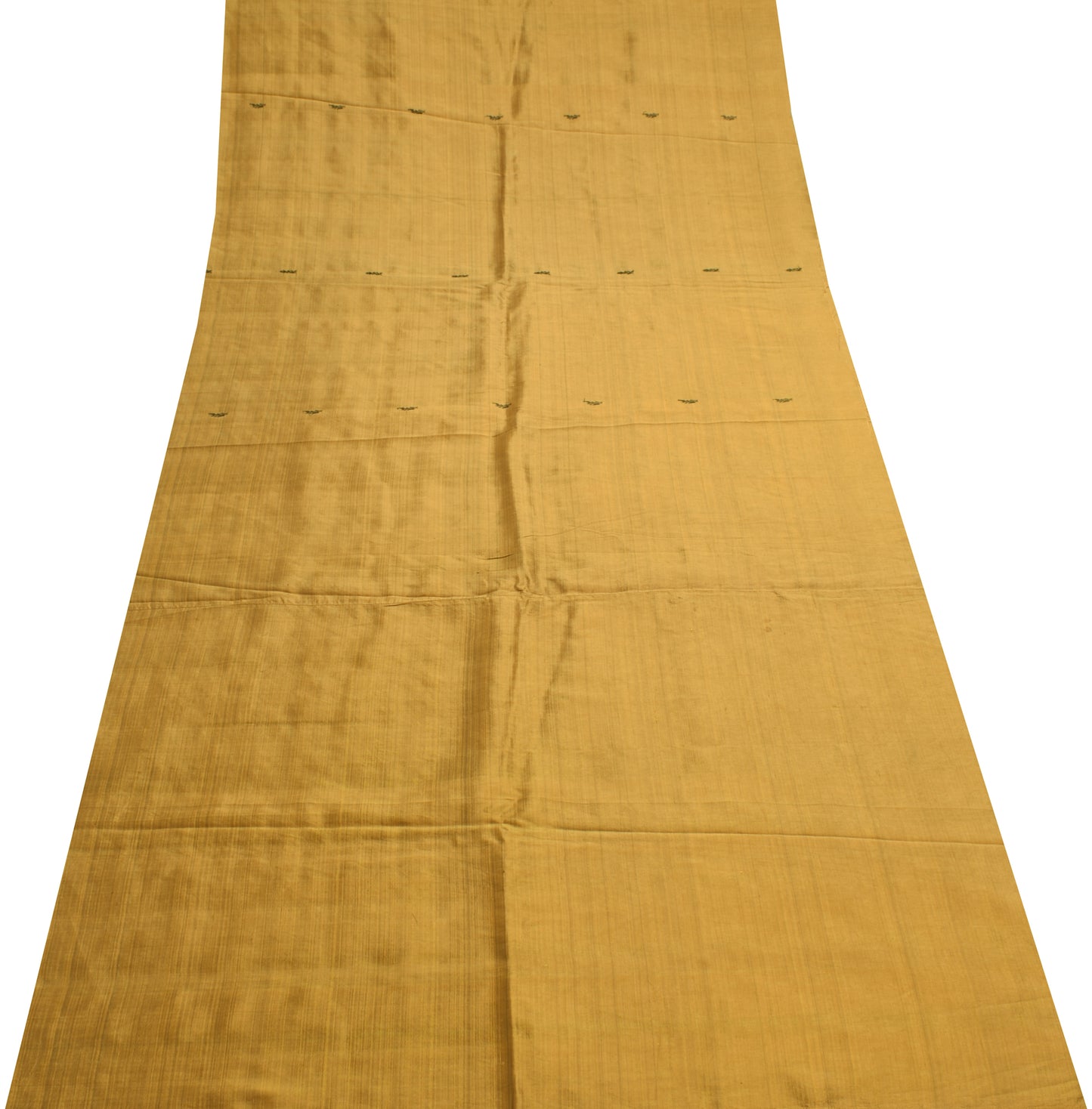 Sushila Vintage Mustard Silk Sari Remnant Scrap Multi Purpose Woven Craft Fabric