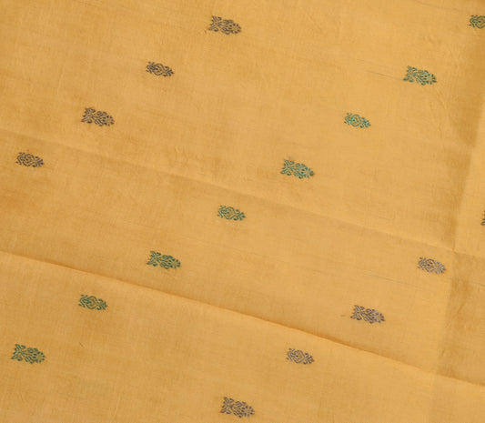 Sushila Vintage Orange Silk  Sari Remnant Scrap Multi Purpose Woven Craft Fabric