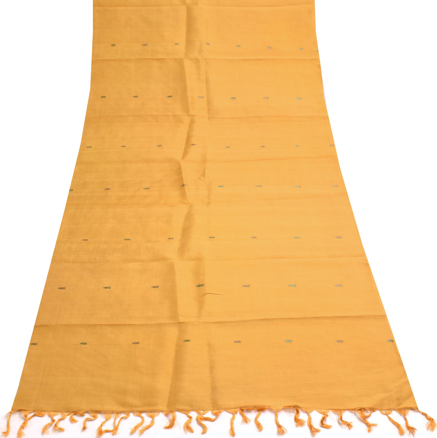 Sushila Vintage Orange Silk  Sari Remnant Scrap Multi Purpose Woven Craft Fabric