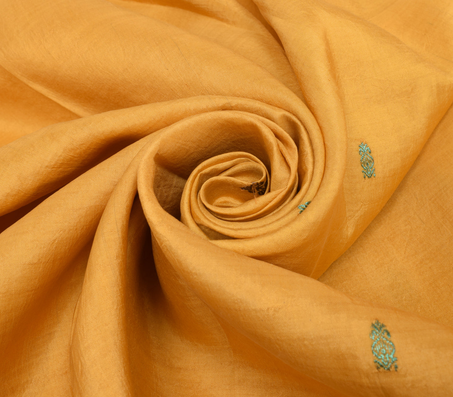 Sushila Vintage Orange Silk  Sari Remnant Scrap Multi Purpose Woven Craft Fabric