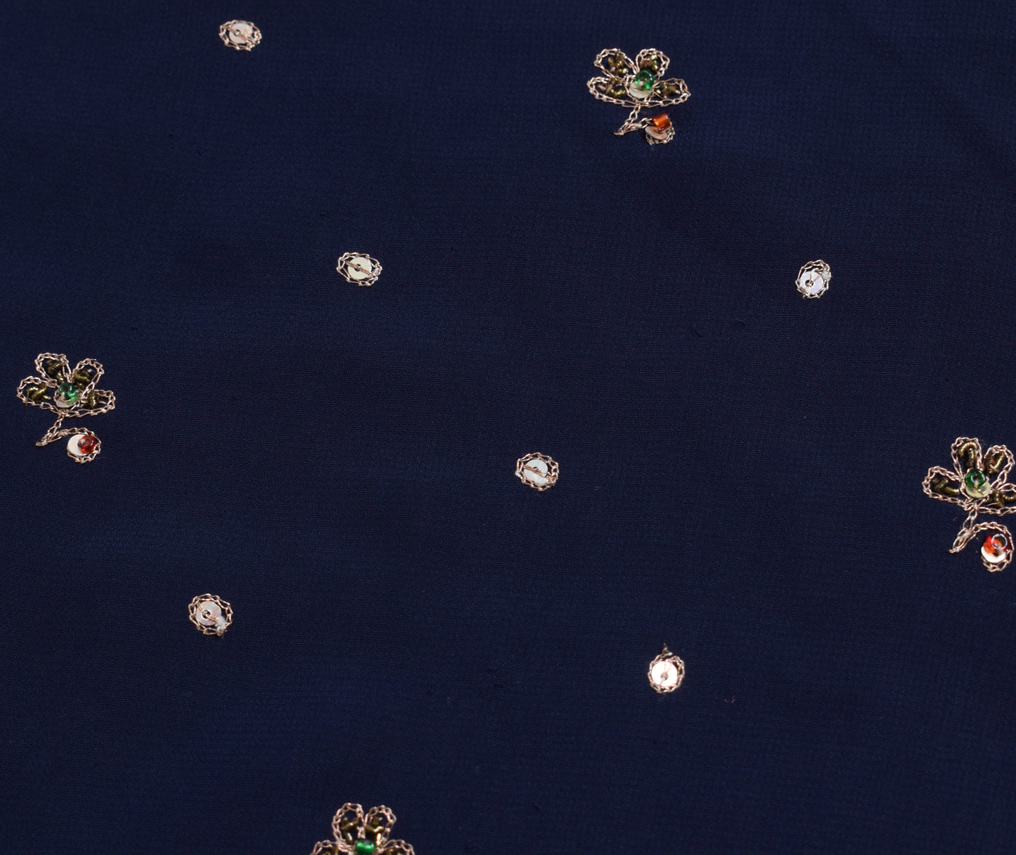 Sushila Vintage Blue Sari Remnant Scrap Multi Purpose Hand Beaded Craft Fabric