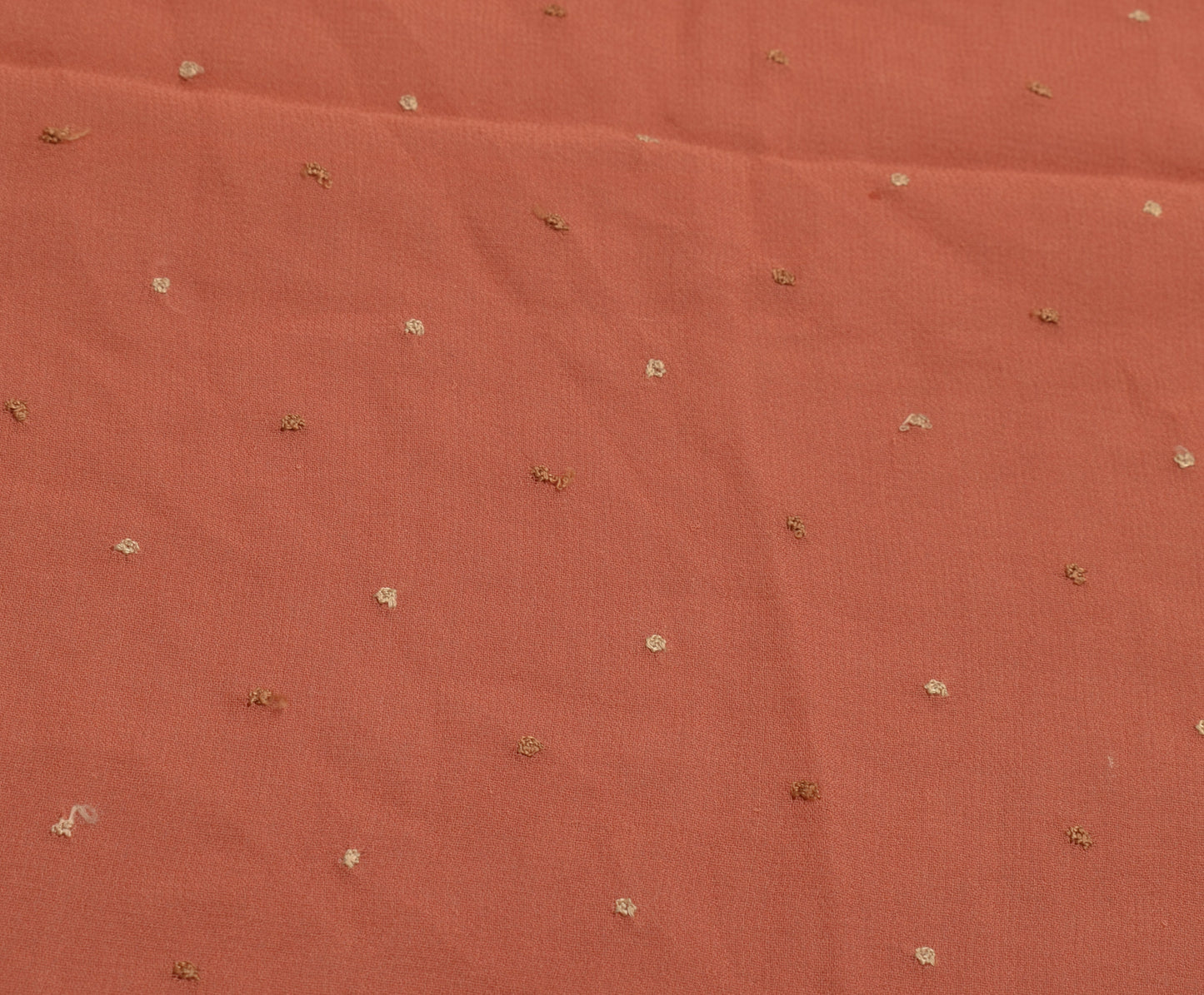 Sushila Vintage Peach Sari Remnant Scrap Multi Purpose Embroidered Craft Fabric