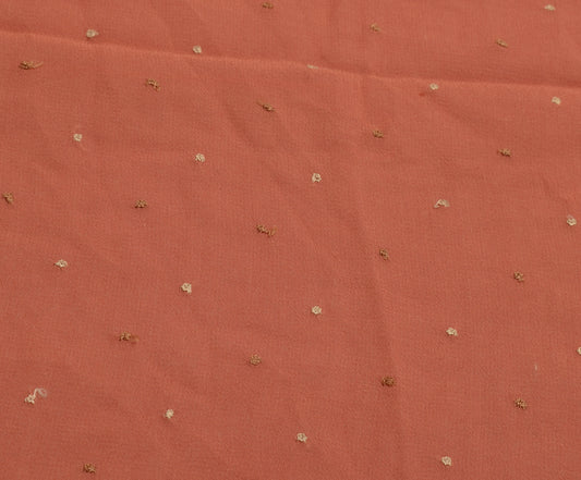 Sushila Vintage Peach Sari Remnant Scrap Multi Purpose Embroidered Craft Fabric