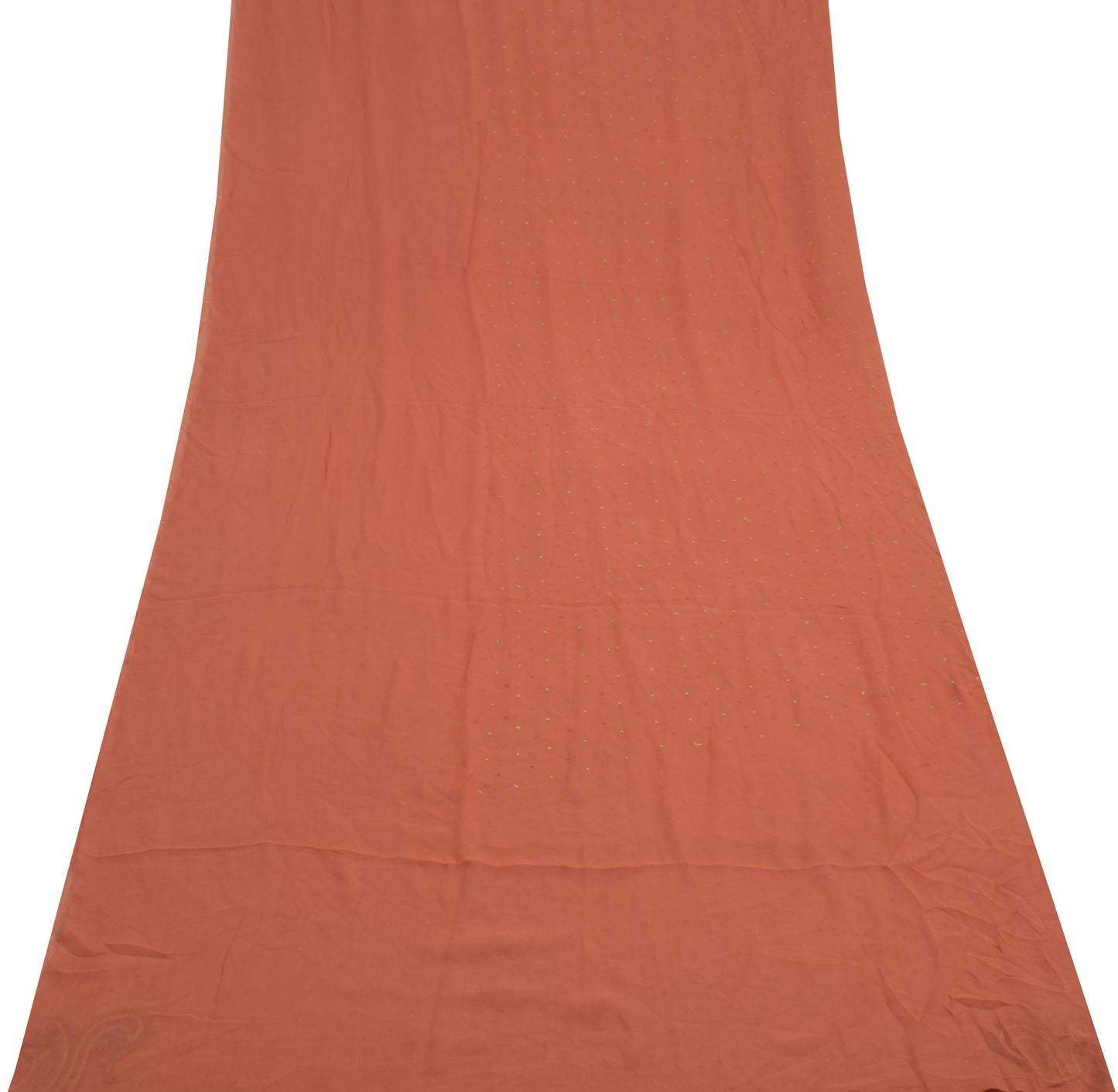 Sushila Vintage Peach Sari Remnant Scrap Multi Purpose Embroidered Craft Fabric
