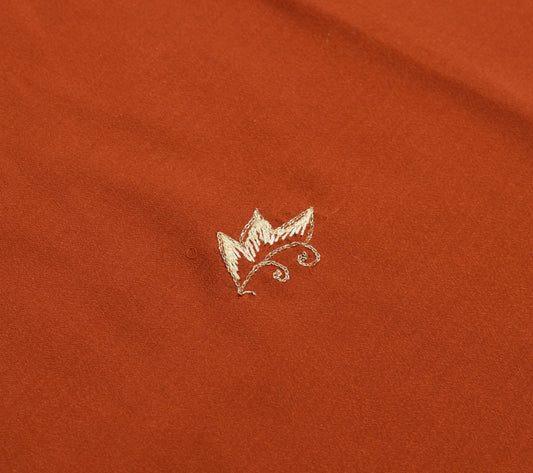 Sushila Vintage Rust Crepe Silk Sari Remnant Scrap Embroidered Soft Craft Fabric