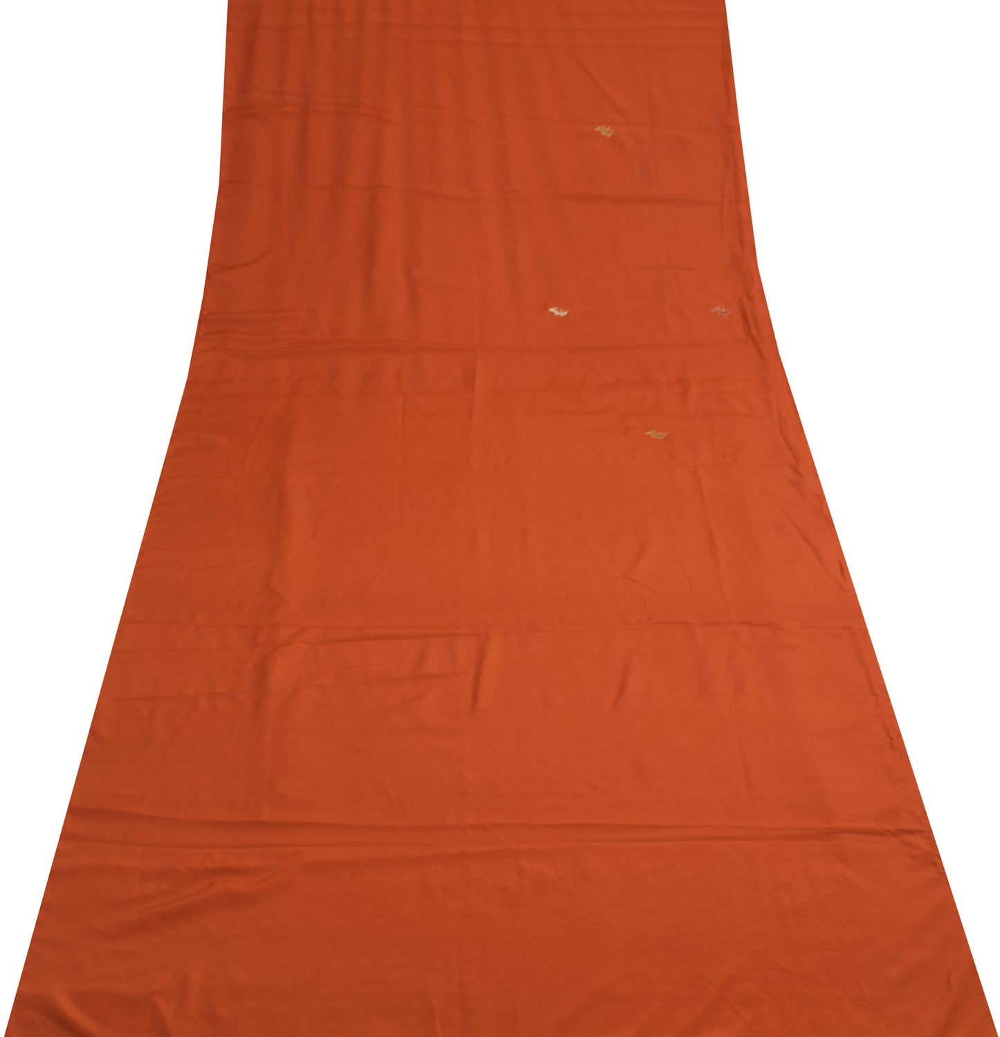 Sushila Vintage Rust Crepe Silk Sari Remnant Scrap Embroidered Soft Craft Fabric