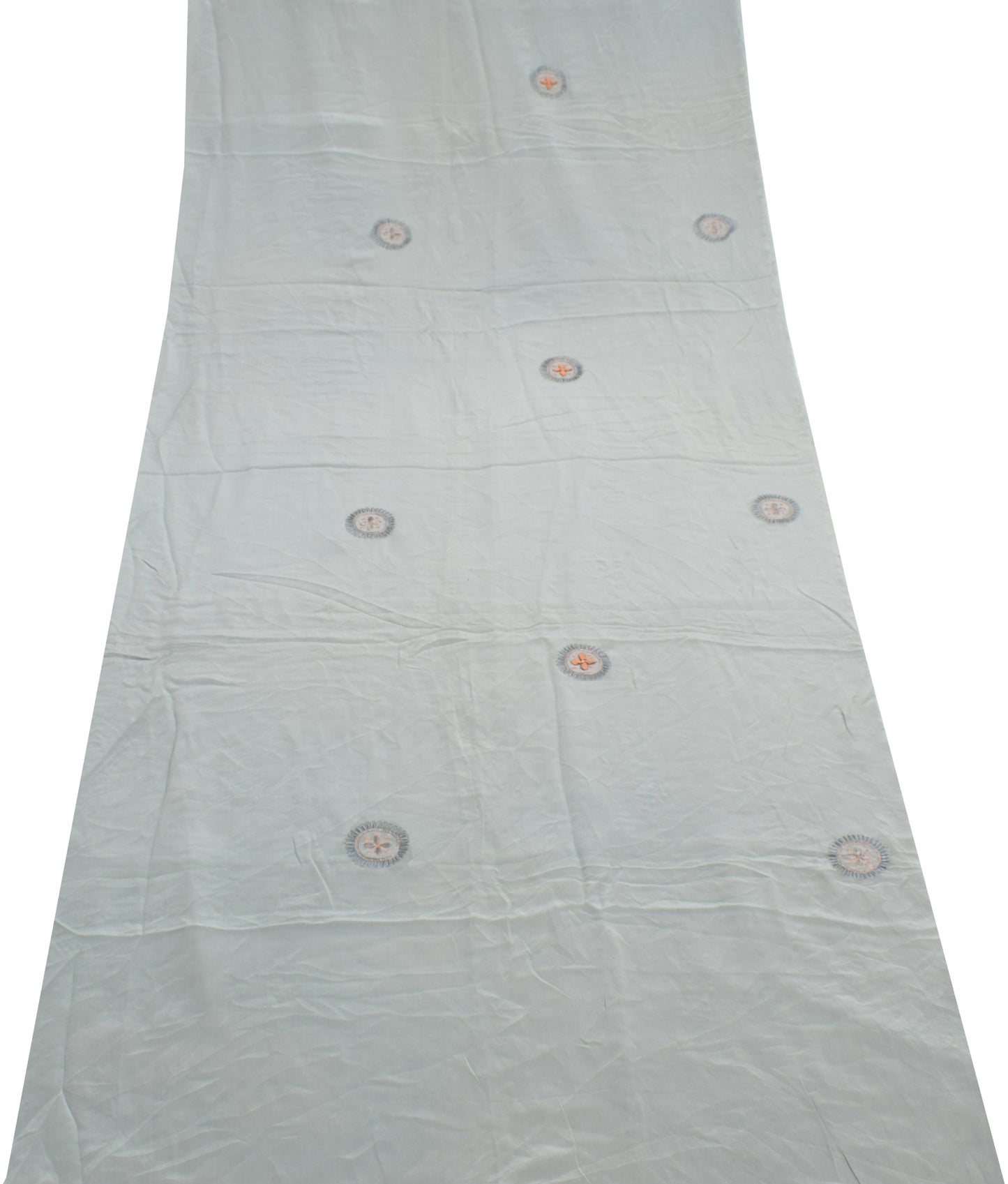 Sushila Vintage Gray Pure Crepe Silk Sari Remnant Scrap Embroidered Craft Fabric