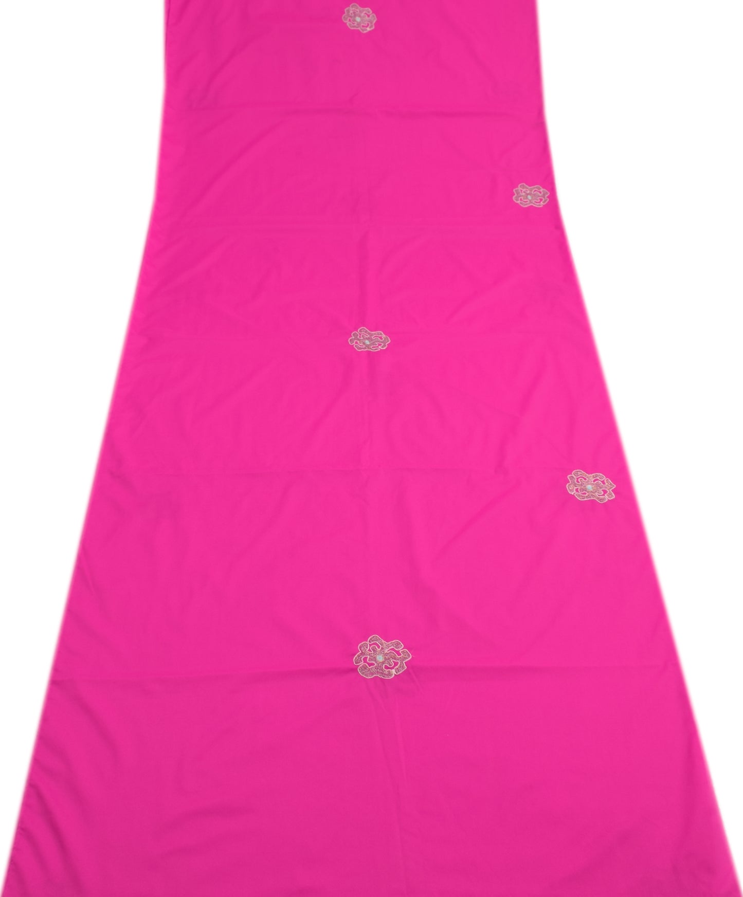Sushila Vintage Fuchsia Pink Silk Sari Remnant Scrap Embroidered Craft Fabric