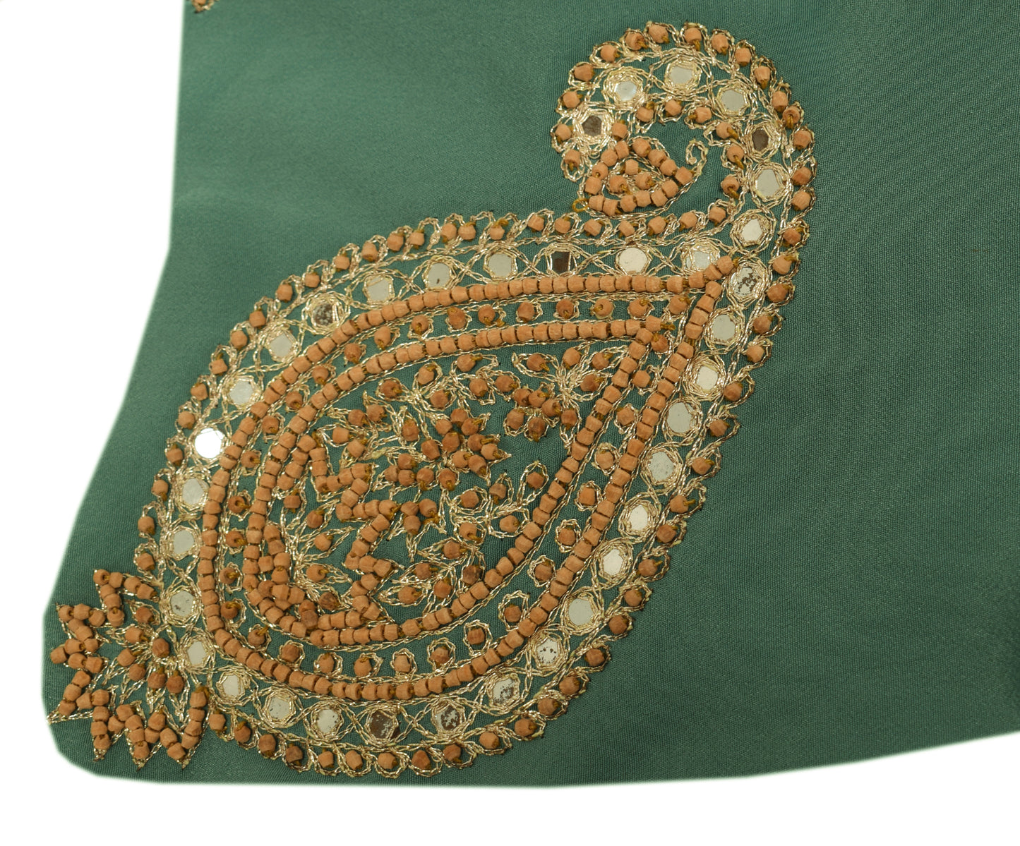 Sushila Vintage Crepe Sari Remnant Scrap Multi Purpose Hand Beaded Craft Fabric