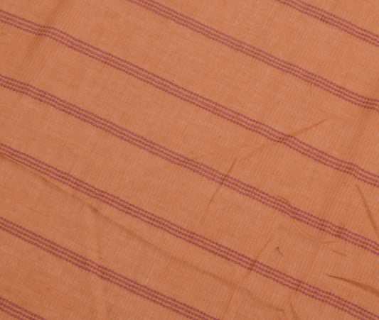 Sushila Vintage Brown Sari Remnant Scrap 100%Pure Cotton Woven Soft Craft Fabric