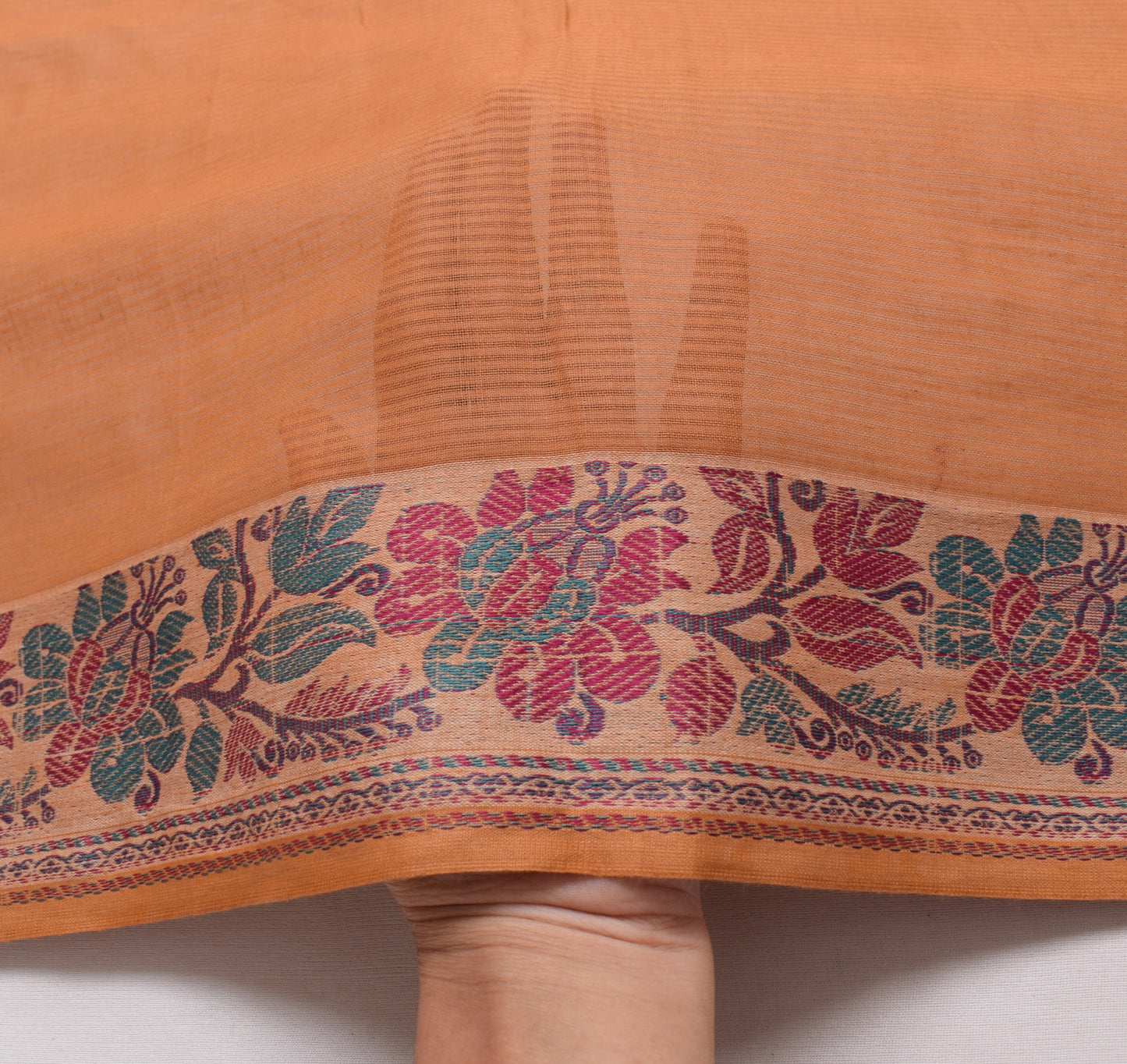 Sushila Vintage Brown Sari Remnant Scrap 100%Pure Cotton Woven Soft Craft Fabric