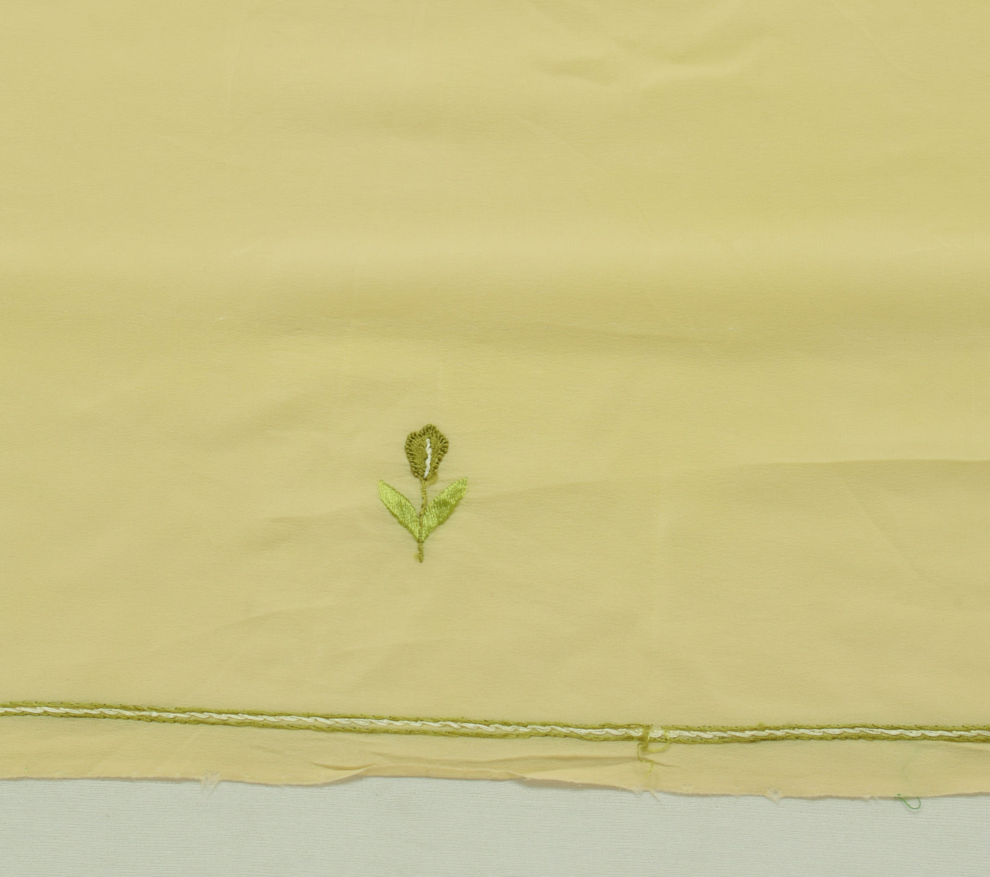 Sushila Vintage Yellow Silk Sari Remnant Scrap Embroidered Floral  Craft Fabric