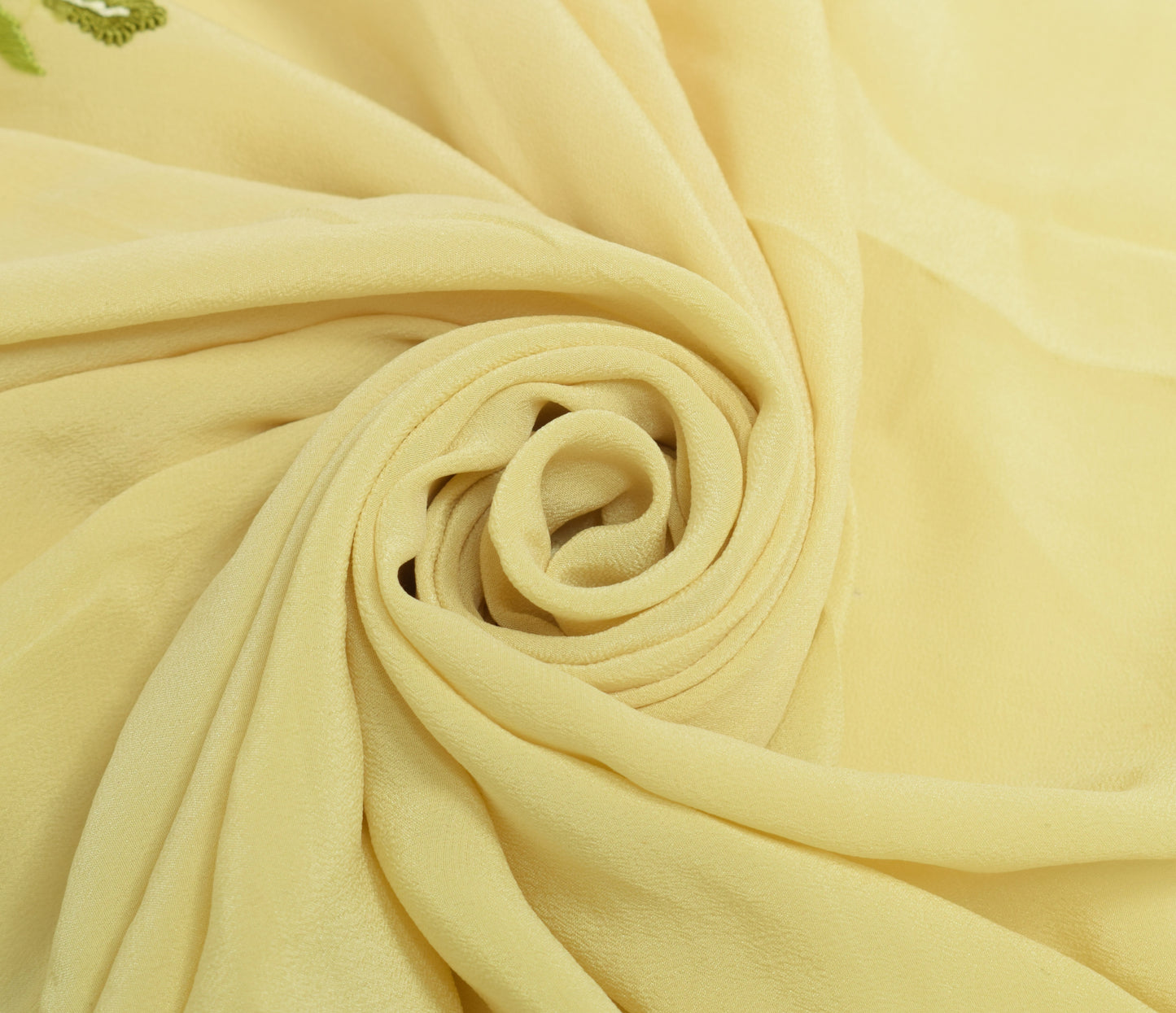 Sushila Vintage Yellow Silk Sari Remnant Scrap Embroidered Floral  Craft Fabric