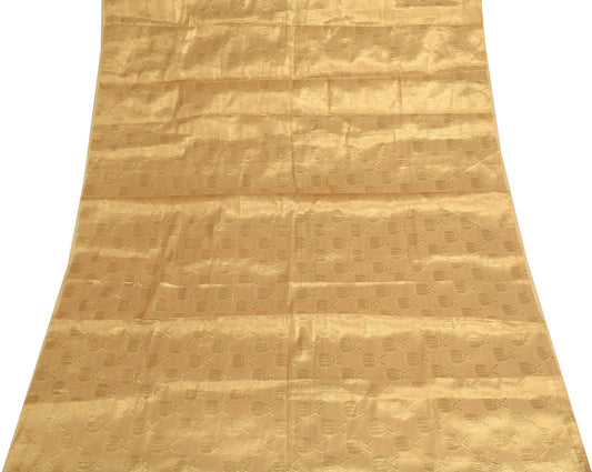 Sushila Vintage Golden Silk Sari Remnant Scrap Multi Purpose Woven Craft Fabric