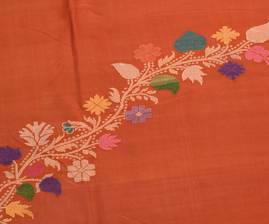 Sushila Vintage Rust Silk Sari Remnant Scrap Multi Purpose Woven  Craft Fabric