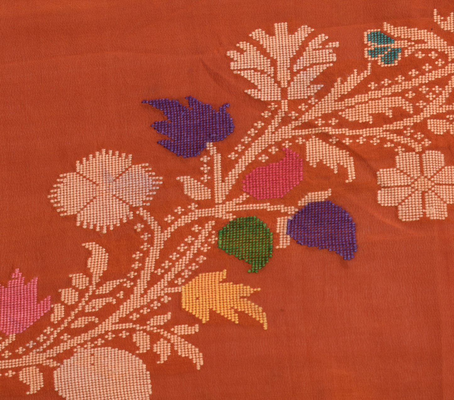 Sushila Vintage Rust Silk Sari Remnant Scrap Multi Purpose Woven  Craft Fabric