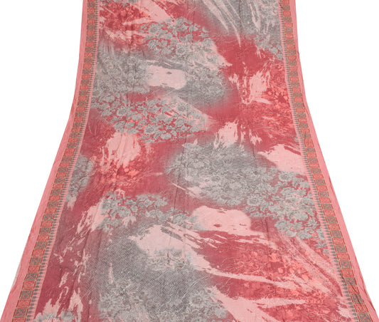 Sushila Vintage Cotton Silk Sari Remnant Scrap Printed Floral Soft Craft Fabric