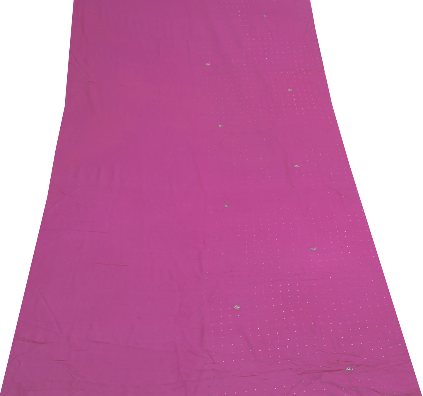 Sushila Vintage Pink Sari Remnant Scrap Pure Georgette Silk Printed Craft Fabric