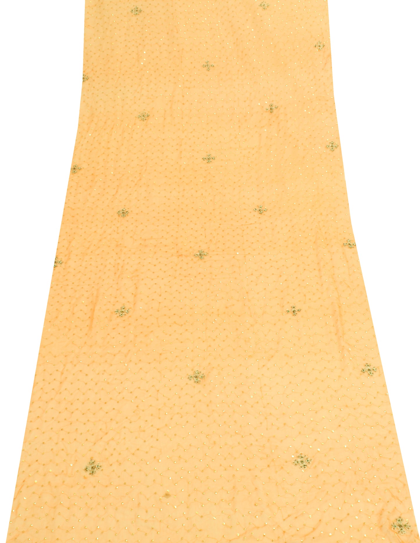 Sushila Vintage Orange Sari Remnant Scrap Chiffon Silk Hand Beaded Craft Fabric
