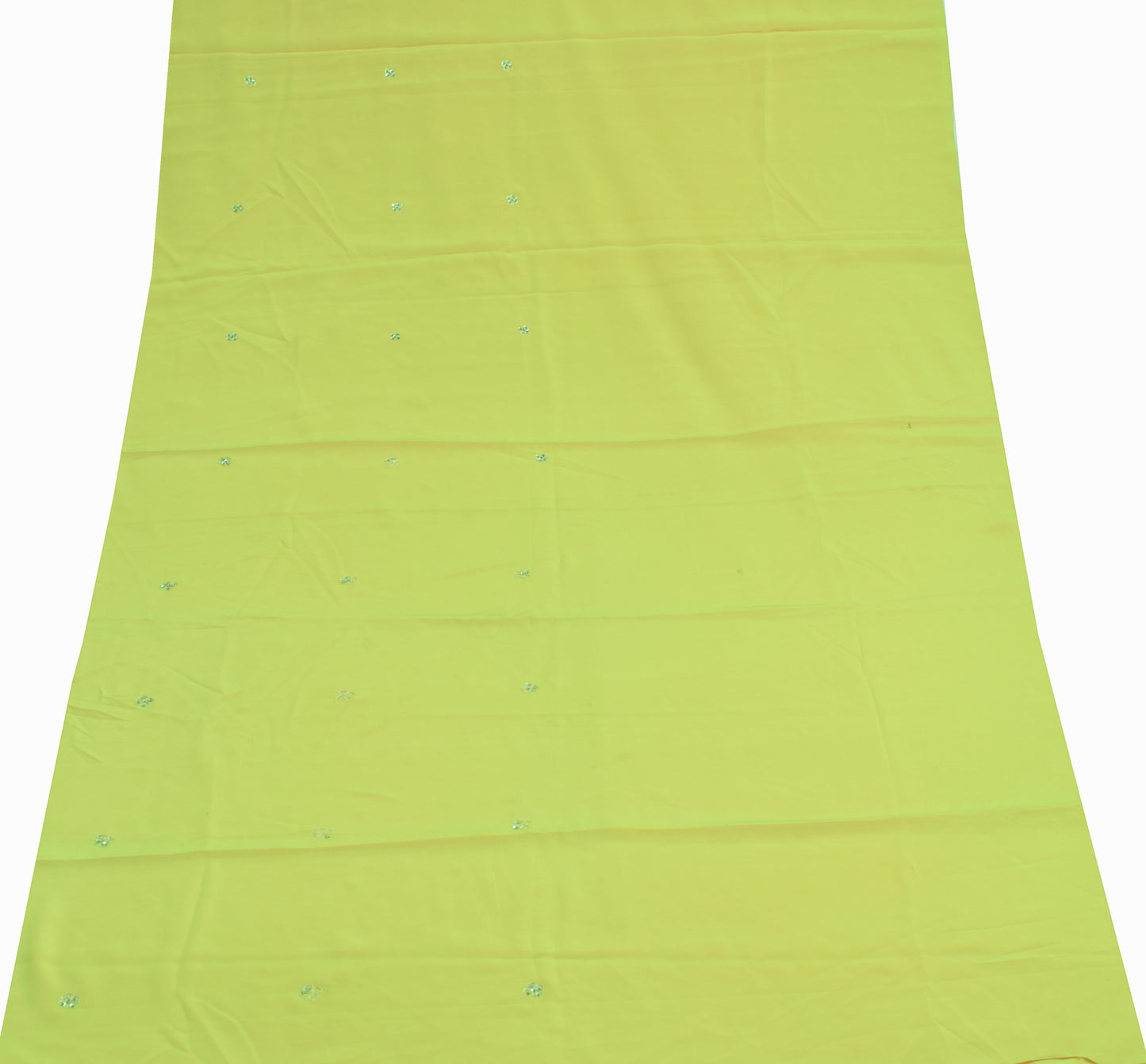 Sushila Vintage Green Crepe Silk Sari Remnant Scrap Multi Purpose Craft Fabric