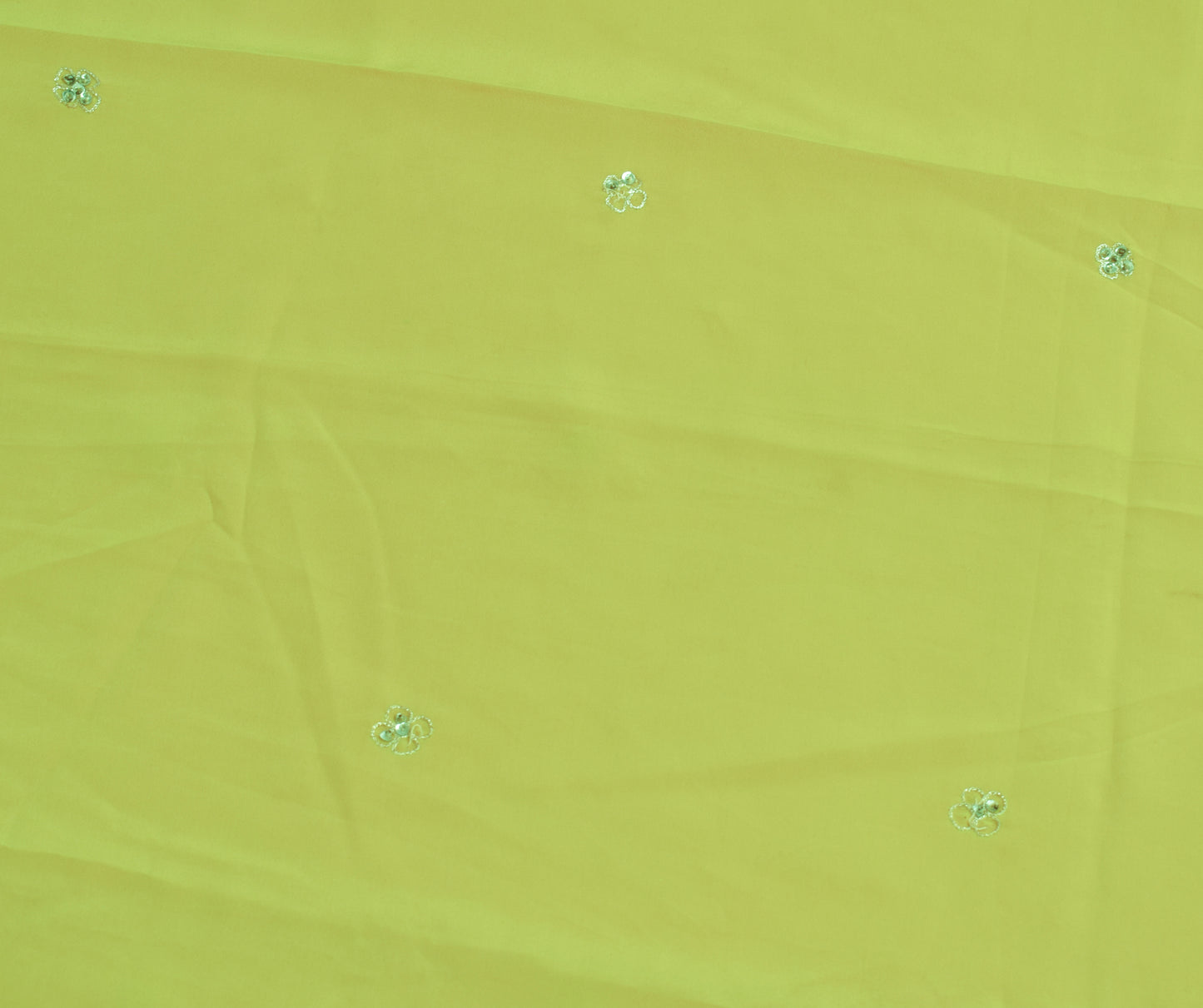 Sushila Vintage Green Crepe Silk Sari Remnant Scrap Multi Purpose Craft Fabric