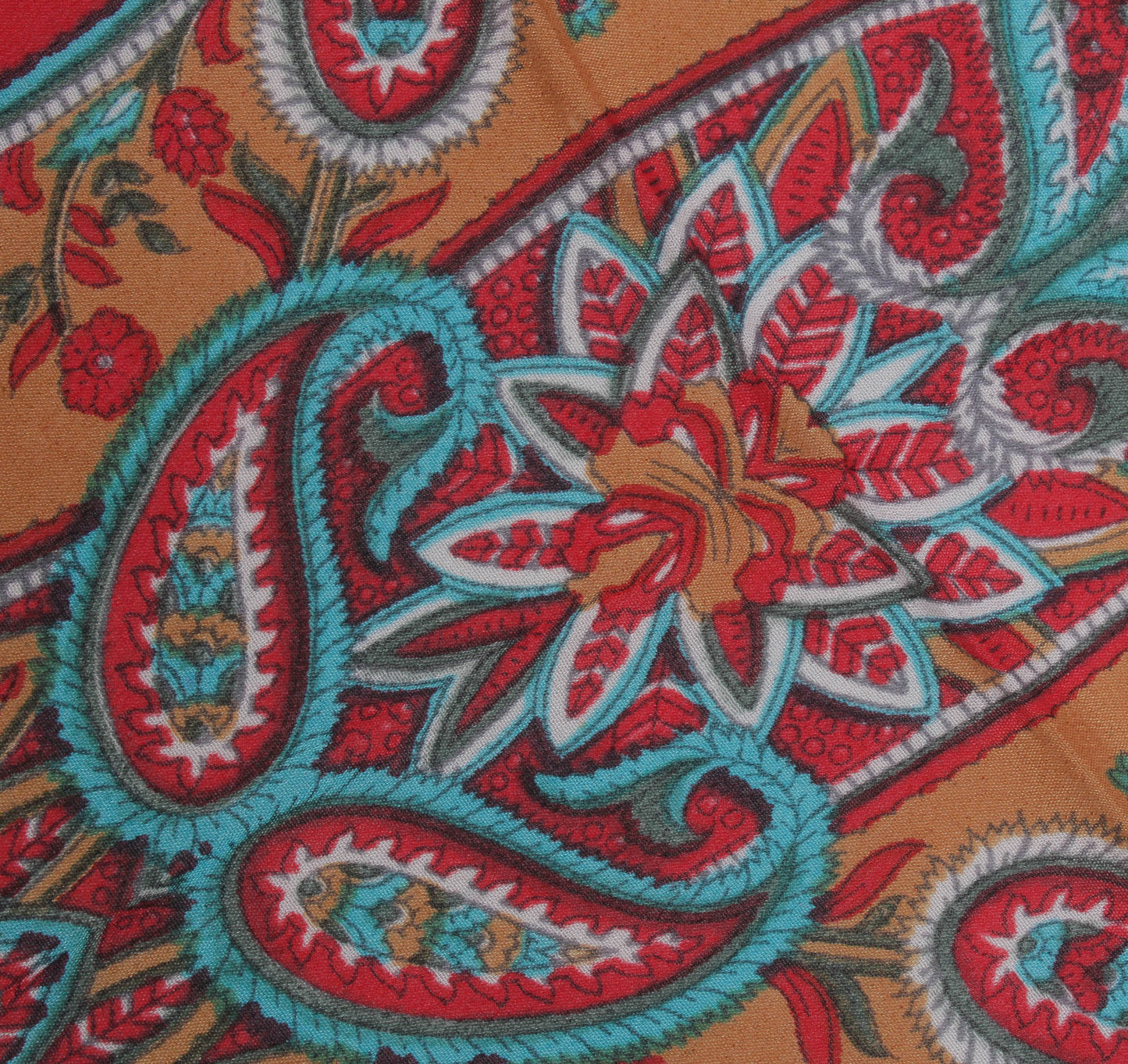 Sushila Vintage Red Women Neck Scarf Silk Blend Printed Paisley Stole 64" x 18"