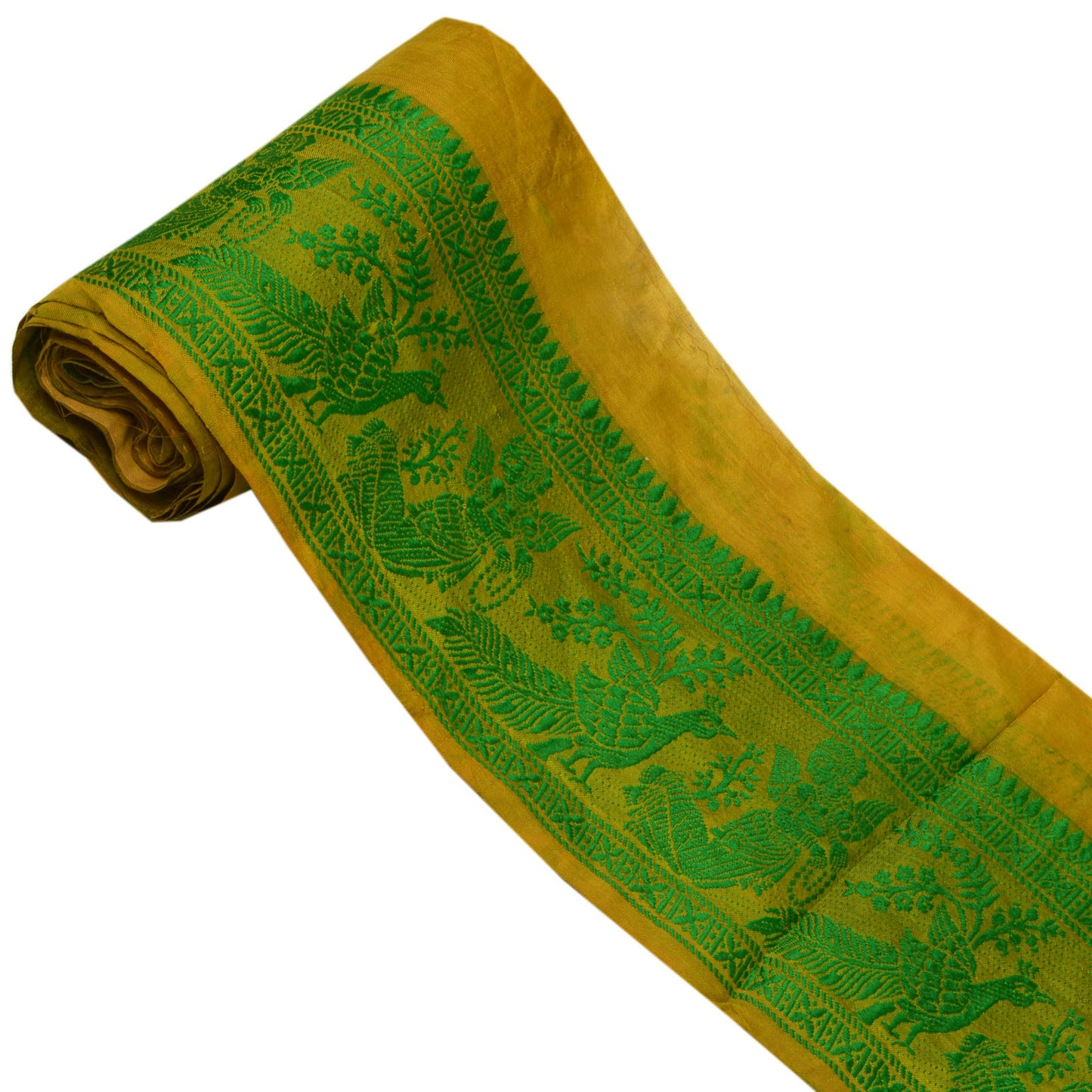 Sushila Vintage Green Saree Border Indian Craft Sewing Trim Woven Baluchari Lace