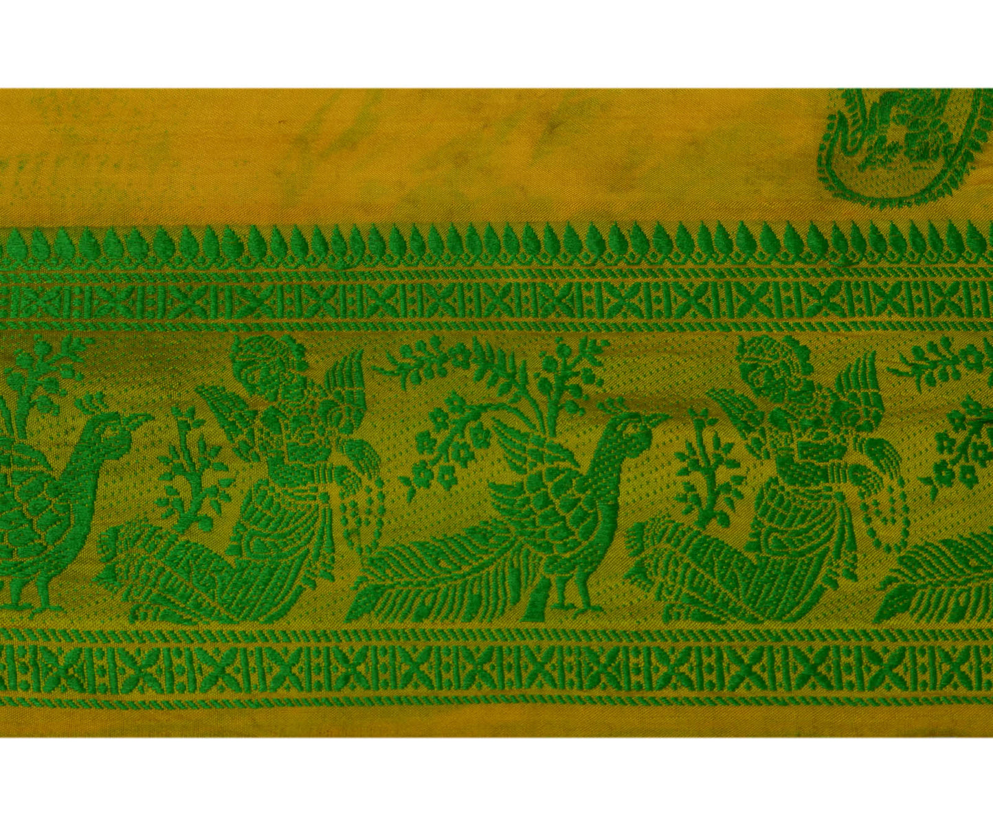 Sushila Vintage Green Saree Border Indian Craft Sewing Trim Woven Baluchari Lace