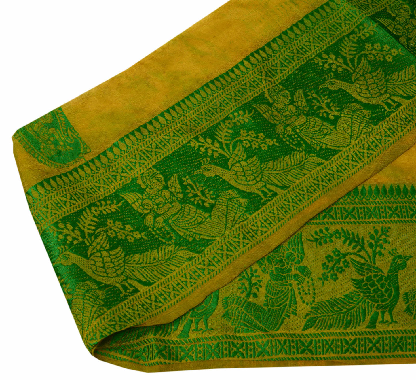 Sushila Vintage Green Saree Border Indian Craft Sewing Trim Woven Baluchari Lace