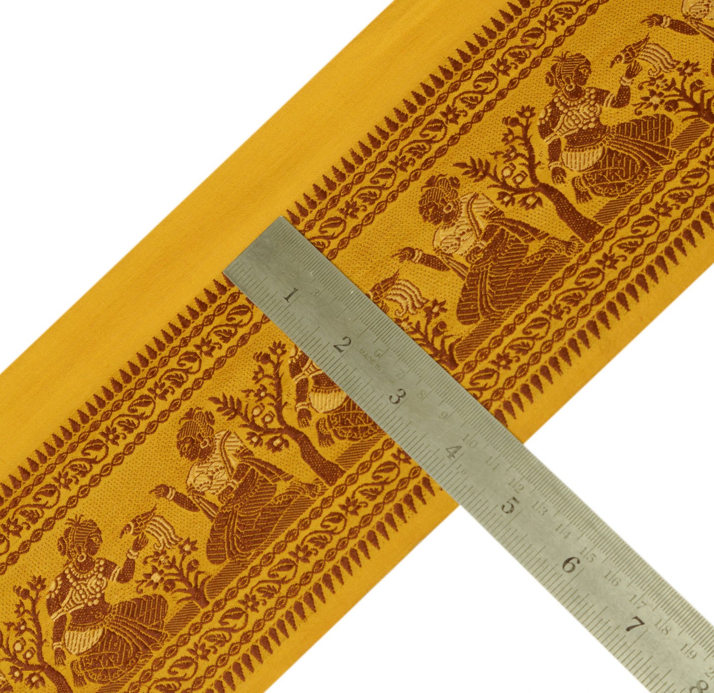 Sushila Vintage Mustard Sari Border Indian Craft Sewing Trim Weaving Lace Ribbon